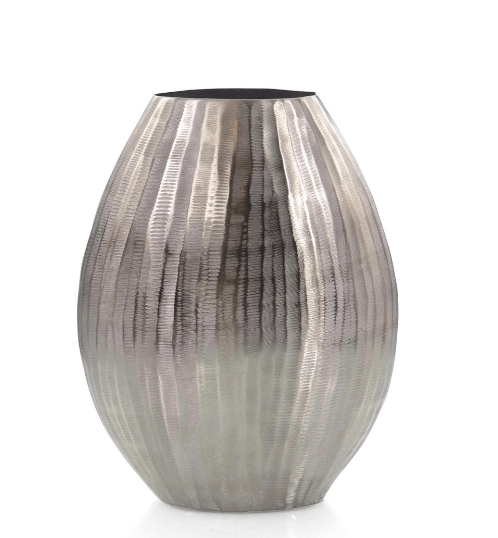 Smoky Black Chiseled Oval Vase I