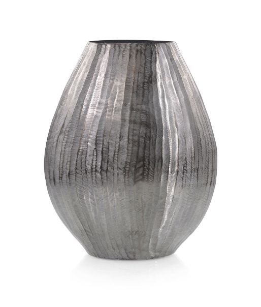 Smoky Black Chiseled Oval Vase II