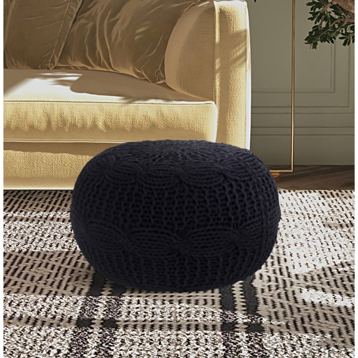 Samiyah Hand Knitted Pouf