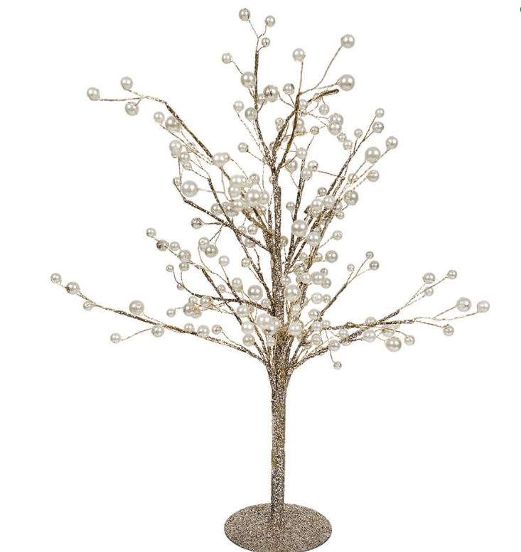 18 inch Gold Glittered Twig Tree with Pearl