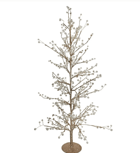 33 Inch Gold Glittered Twig Tree With Pearl