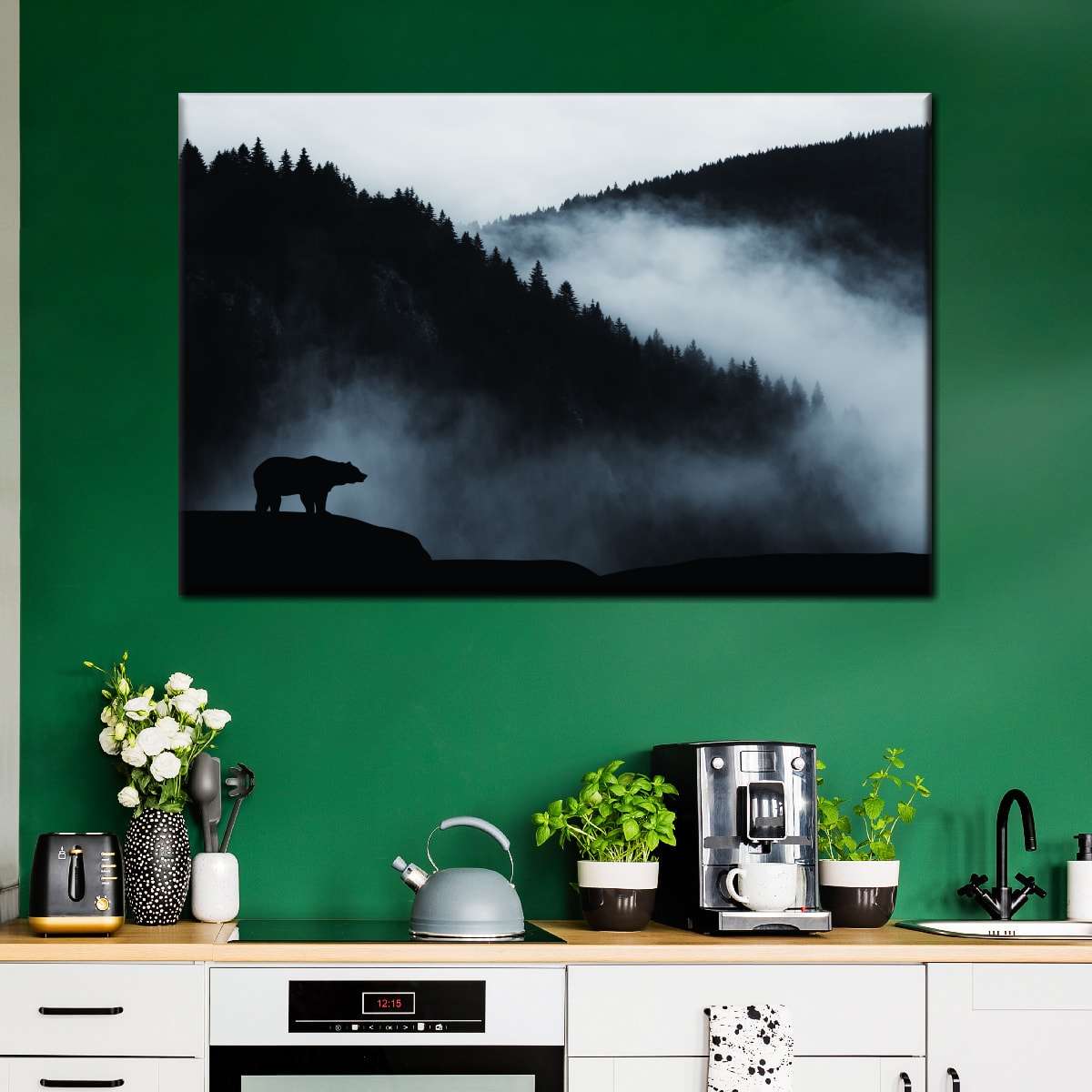 Foggy Mountain Bear Wall Art