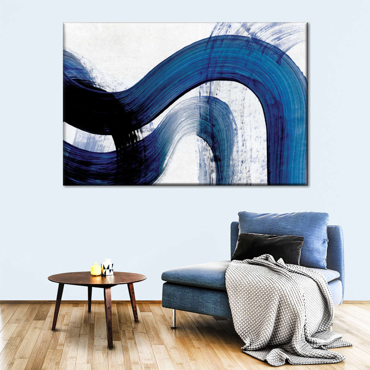 Blue Abstract Curves Wall Art