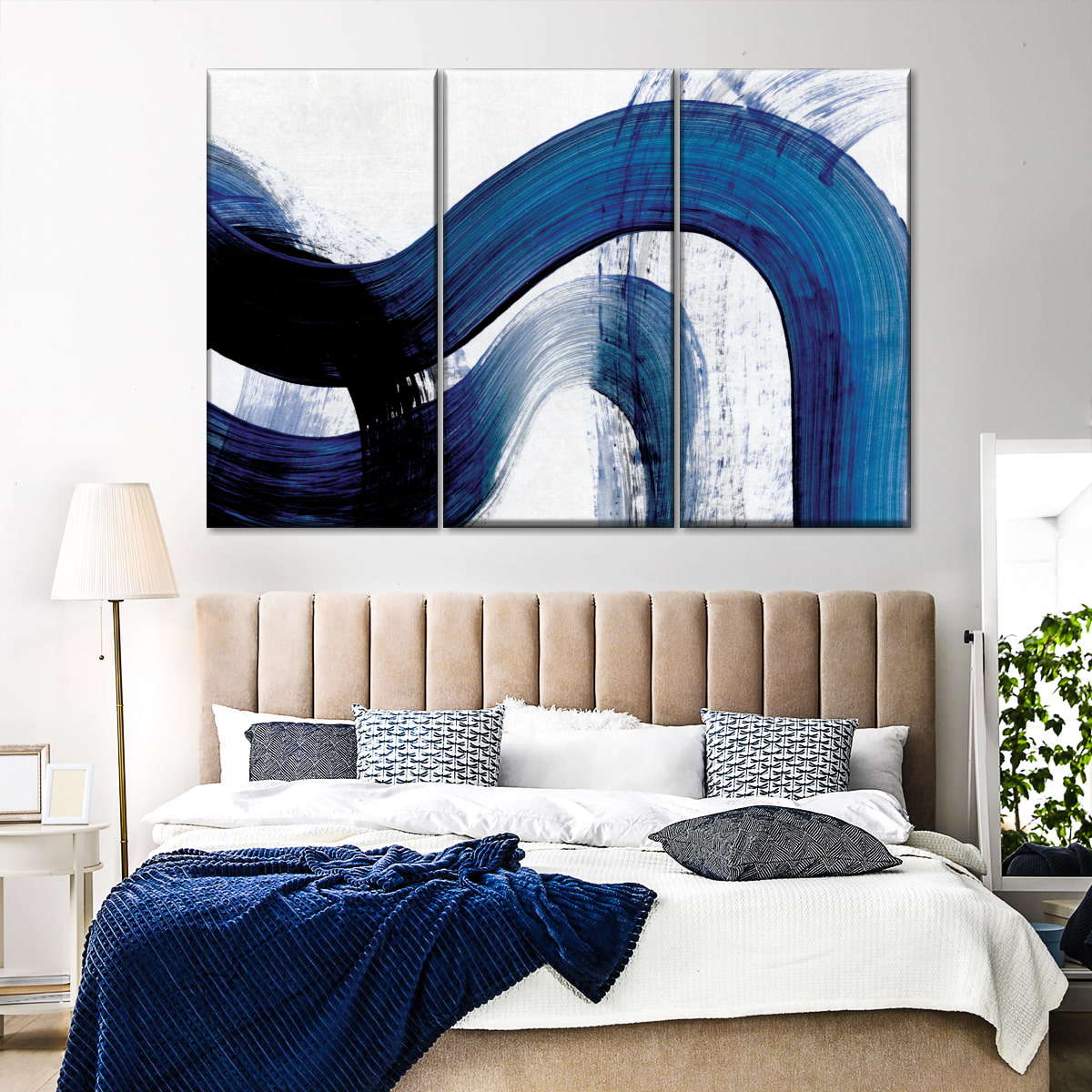 Blue Abstract Curves Wall Art