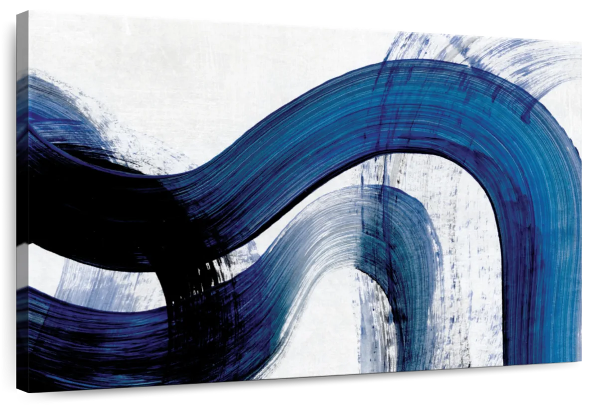 Blue Abstract Curves Wall Art