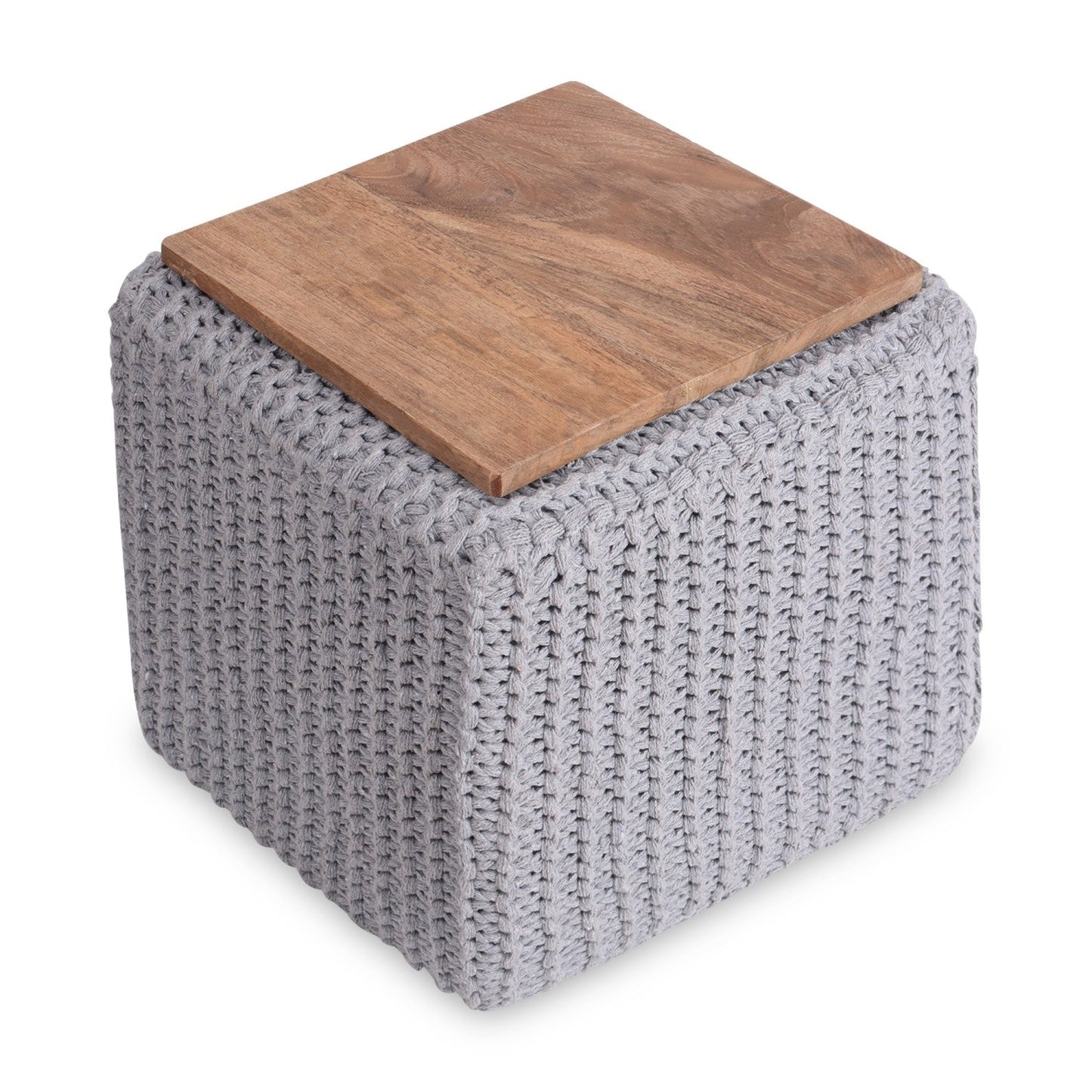 Amayah Pouf with Wooden Tray