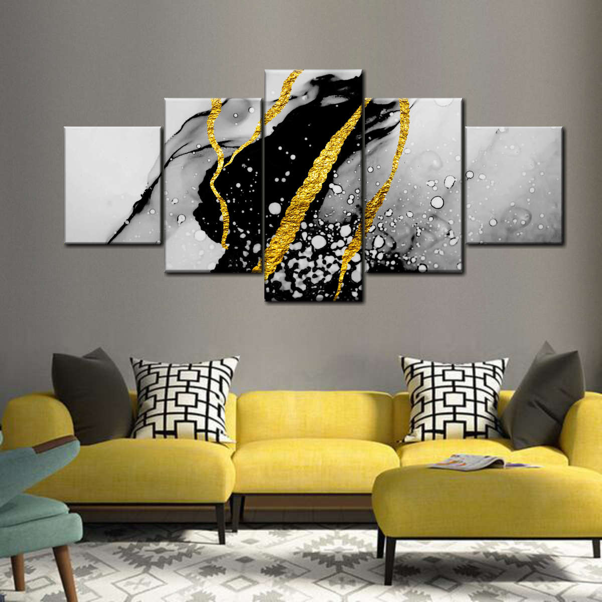 Gold Foil Abstract Wall Art