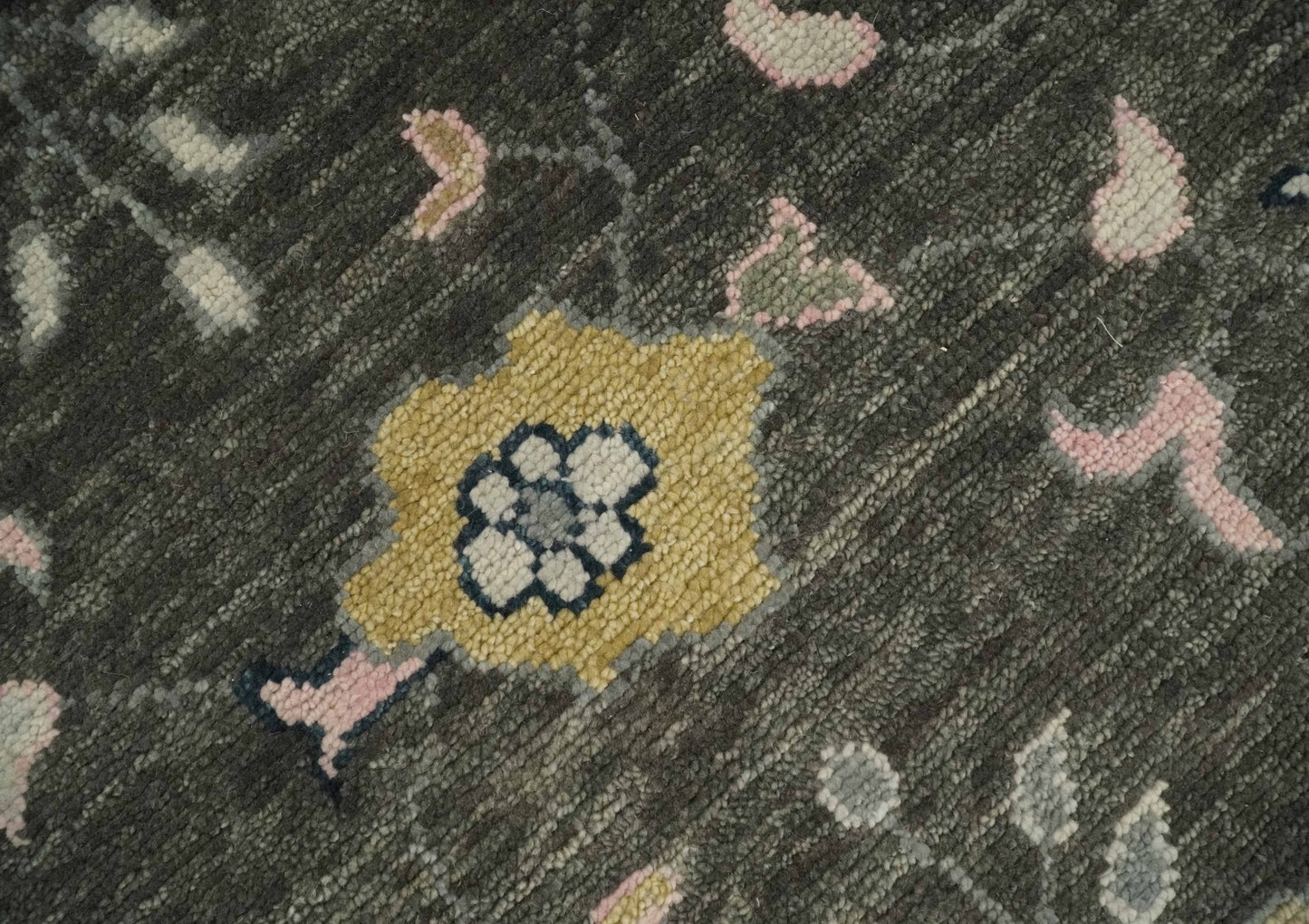 Custom Made Living Room Rug Hand Knotted Dark Gray and Beige Traditional Wool Rug