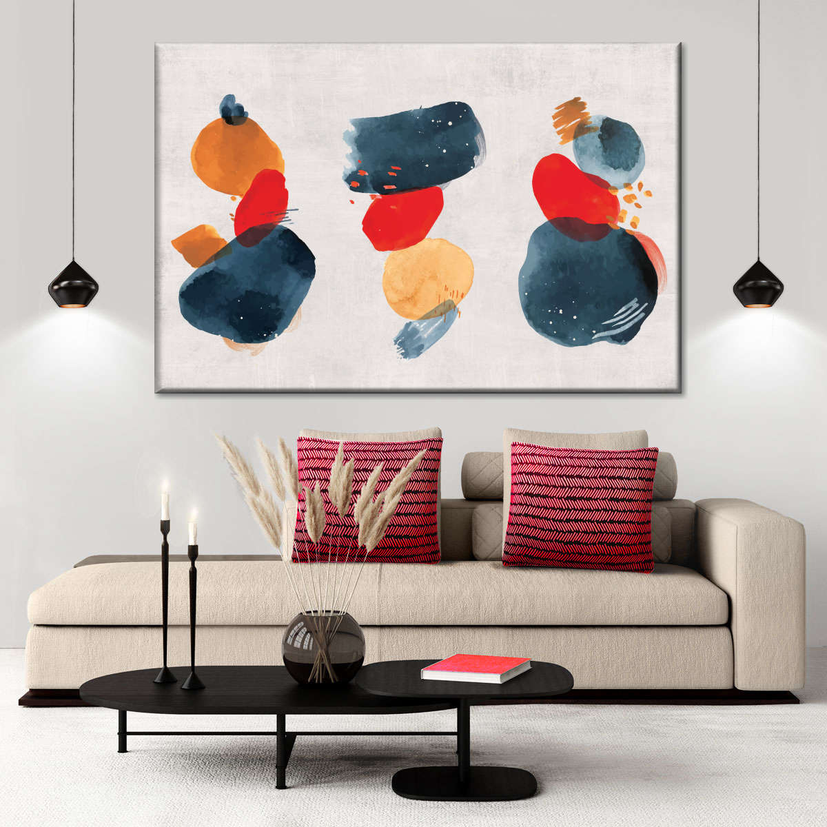 Watercolor Blotches Canvas Set Wall Art