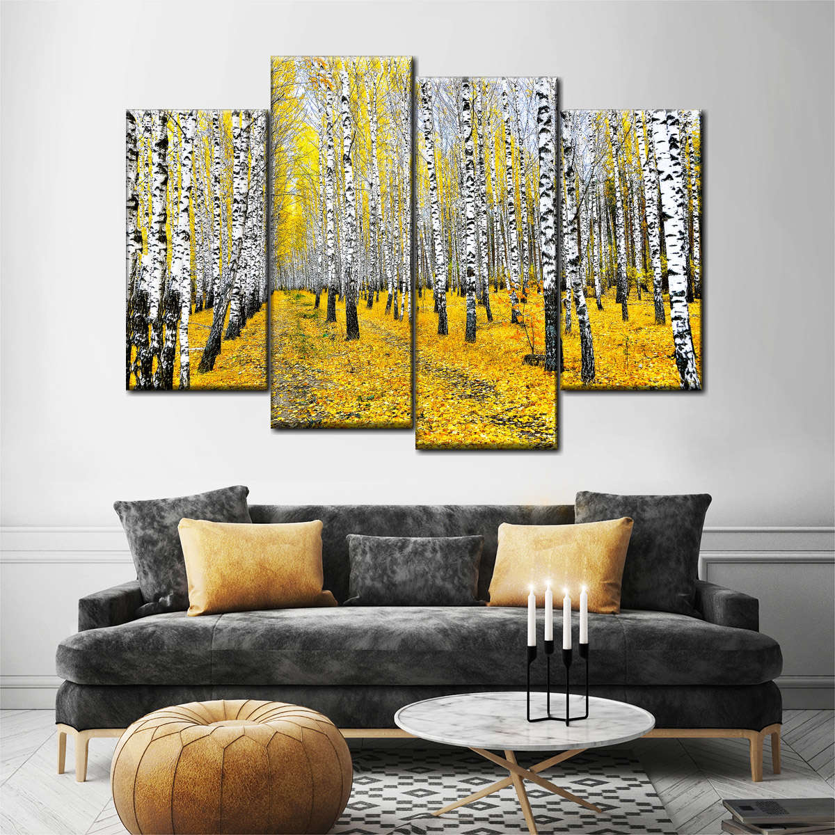 Autumn Birch Forest Trees Wall Art