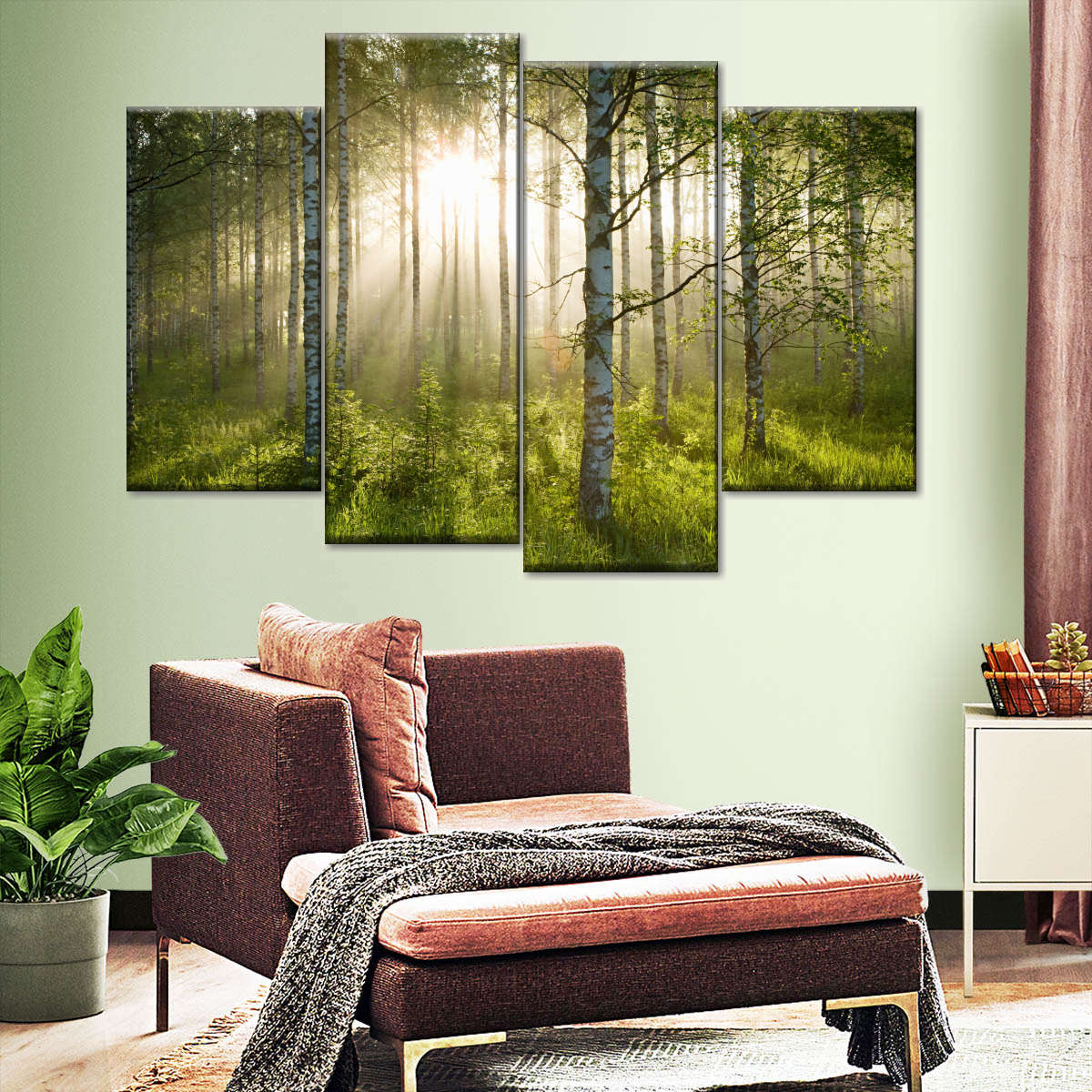 Birch Forest Sunlight Wall Art