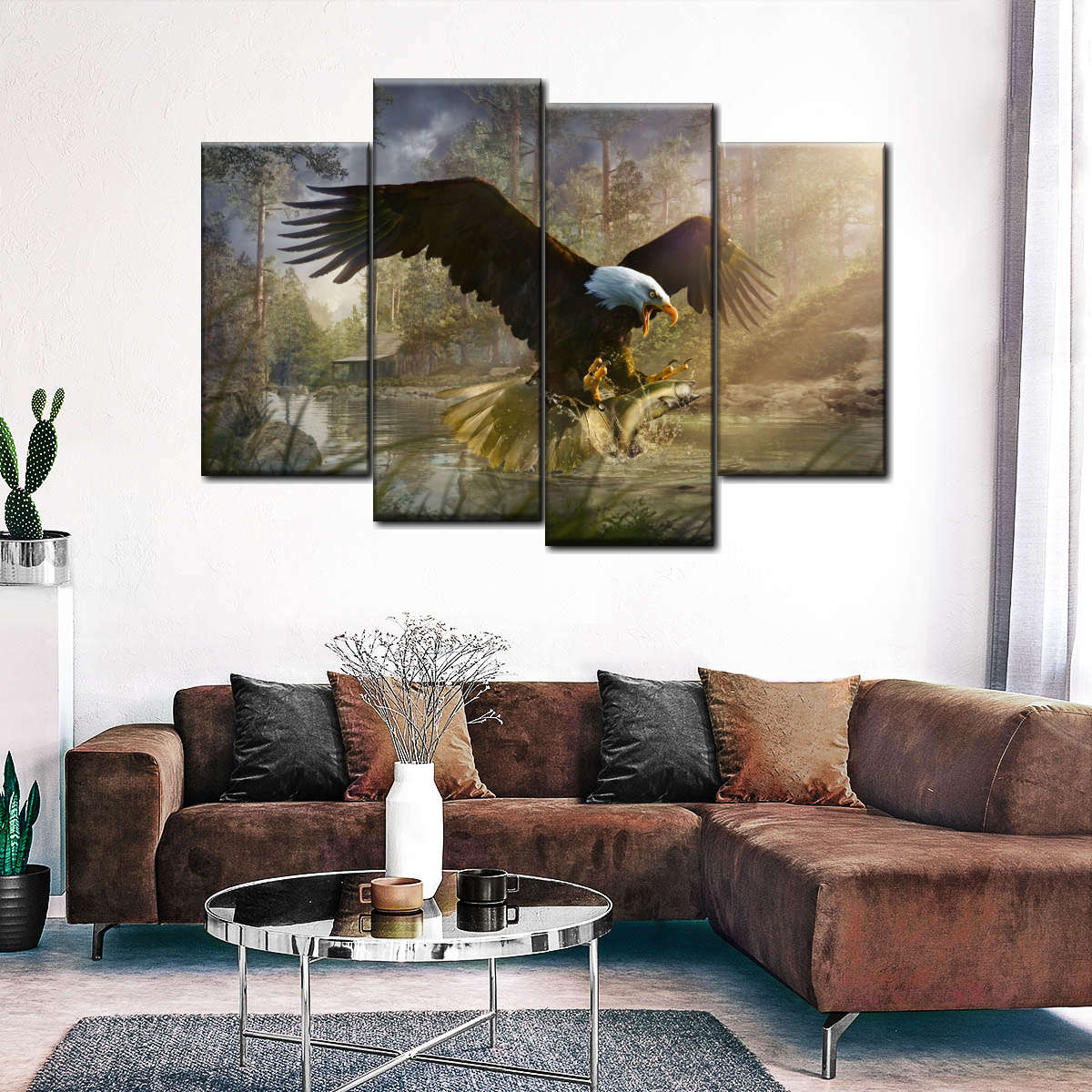 Bald Eagle Catching Fish Wall Art