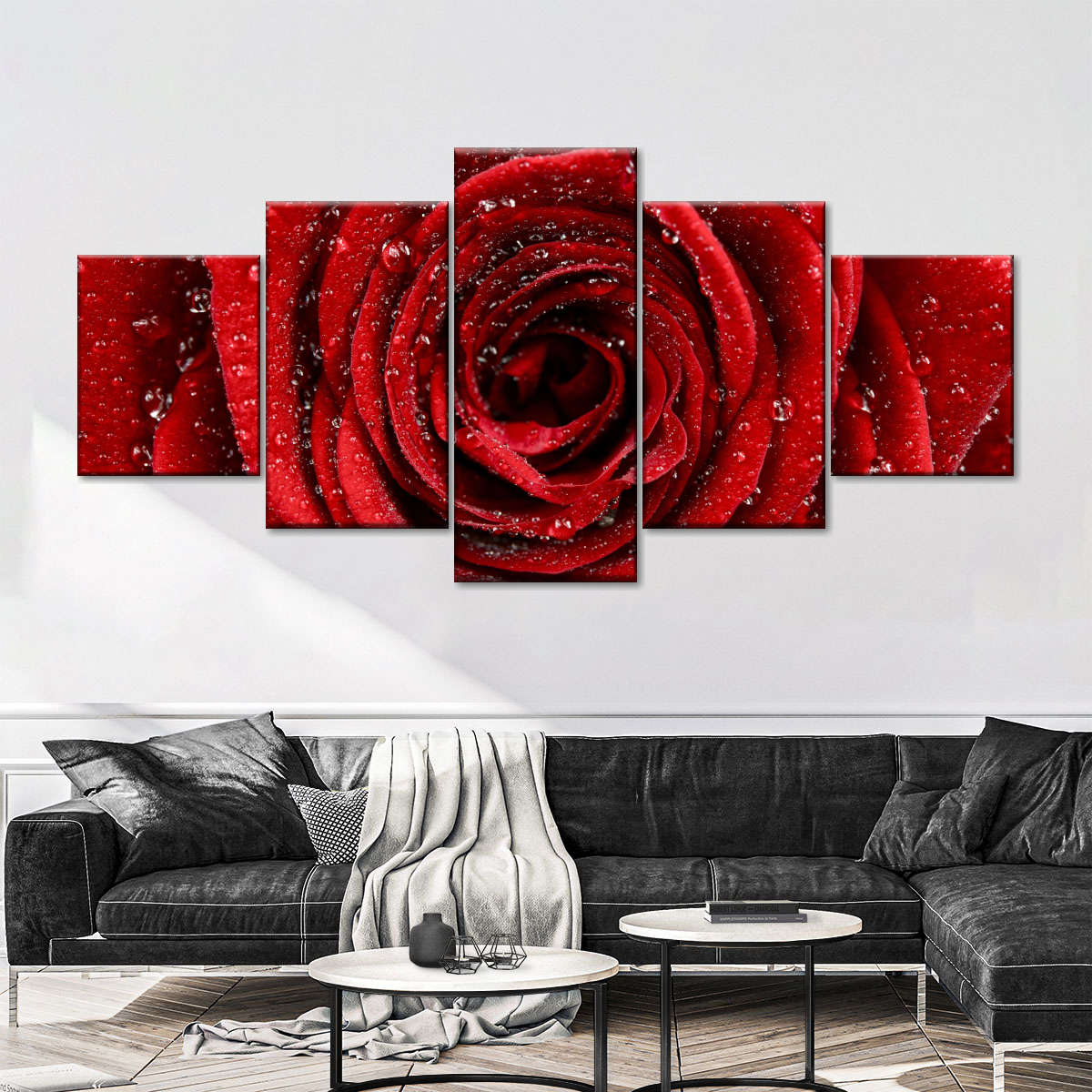 Damp Red Rose Wall Art