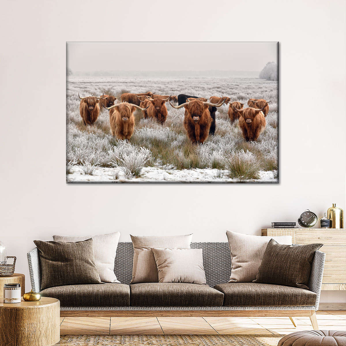 Winter Highland Cows Wall Art