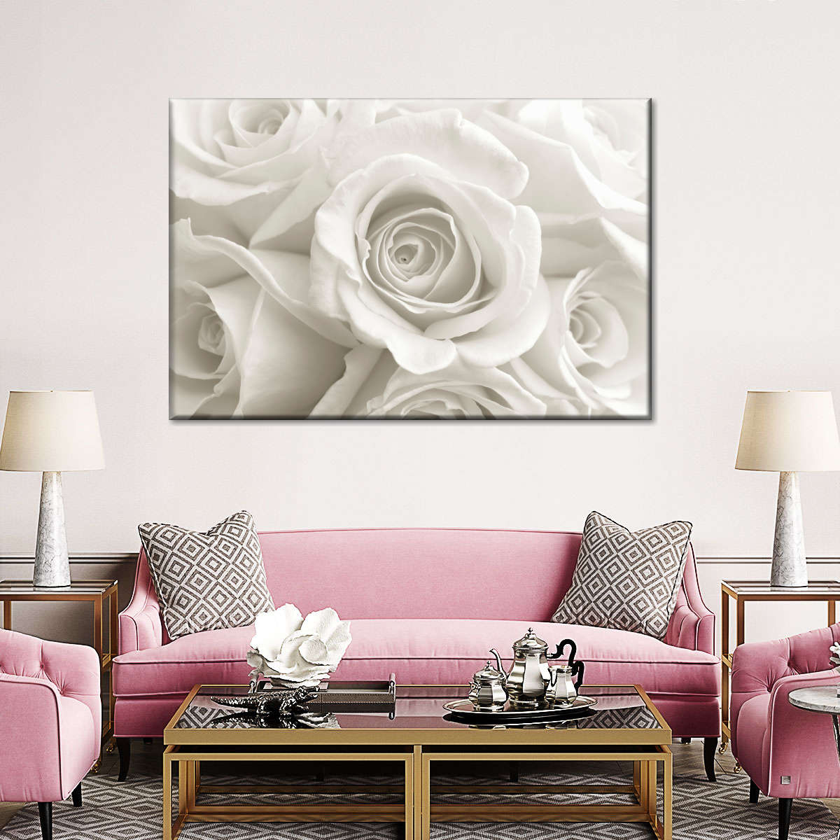 Pure White Roses Wall Art