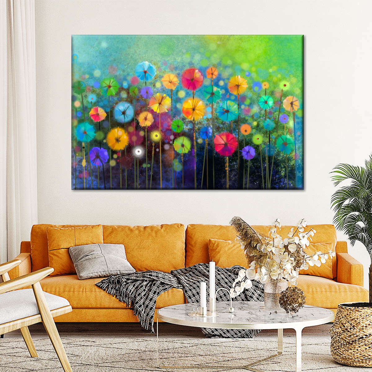 Rainbow Flowers Wall Art