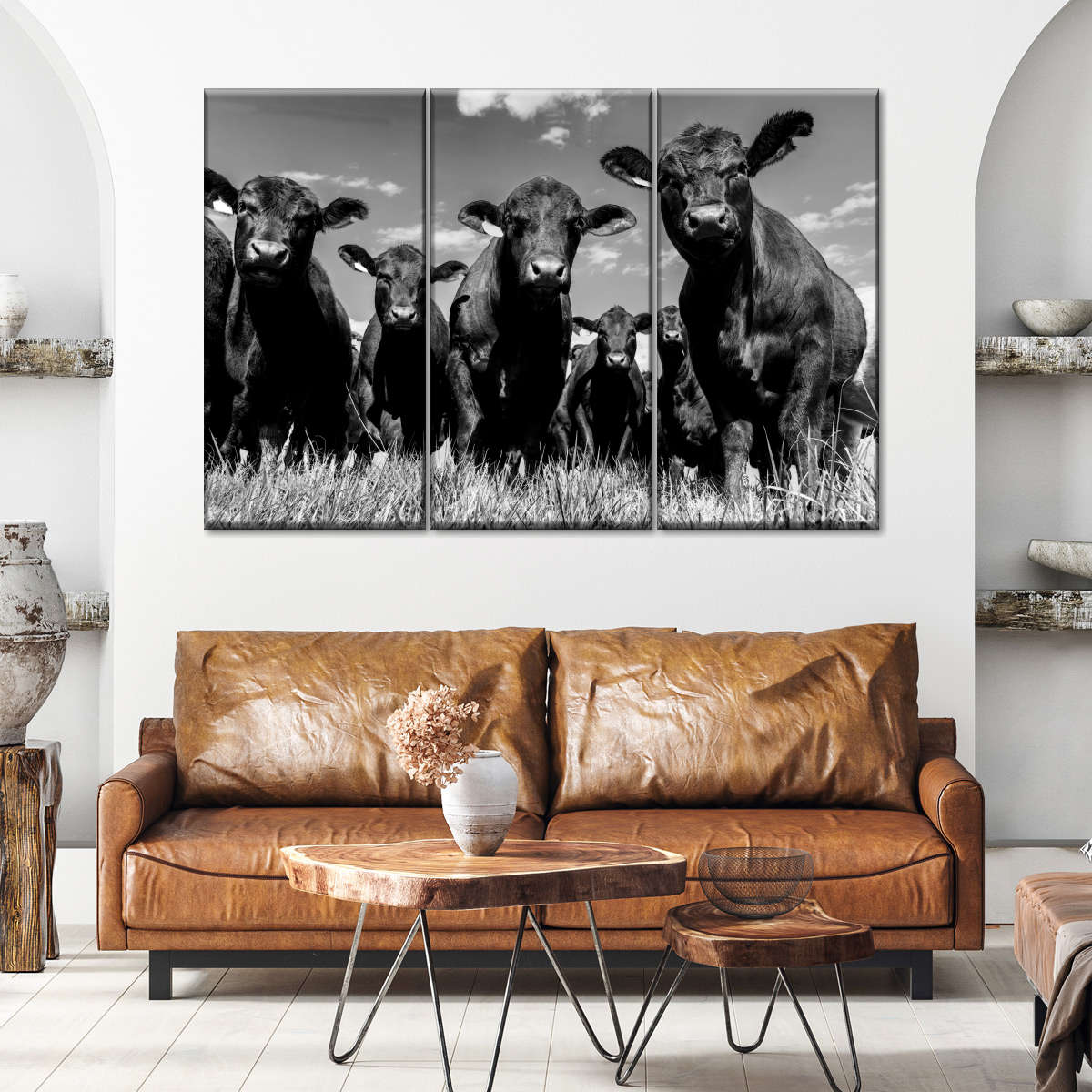 Monochrome Angus Cows Wall Art