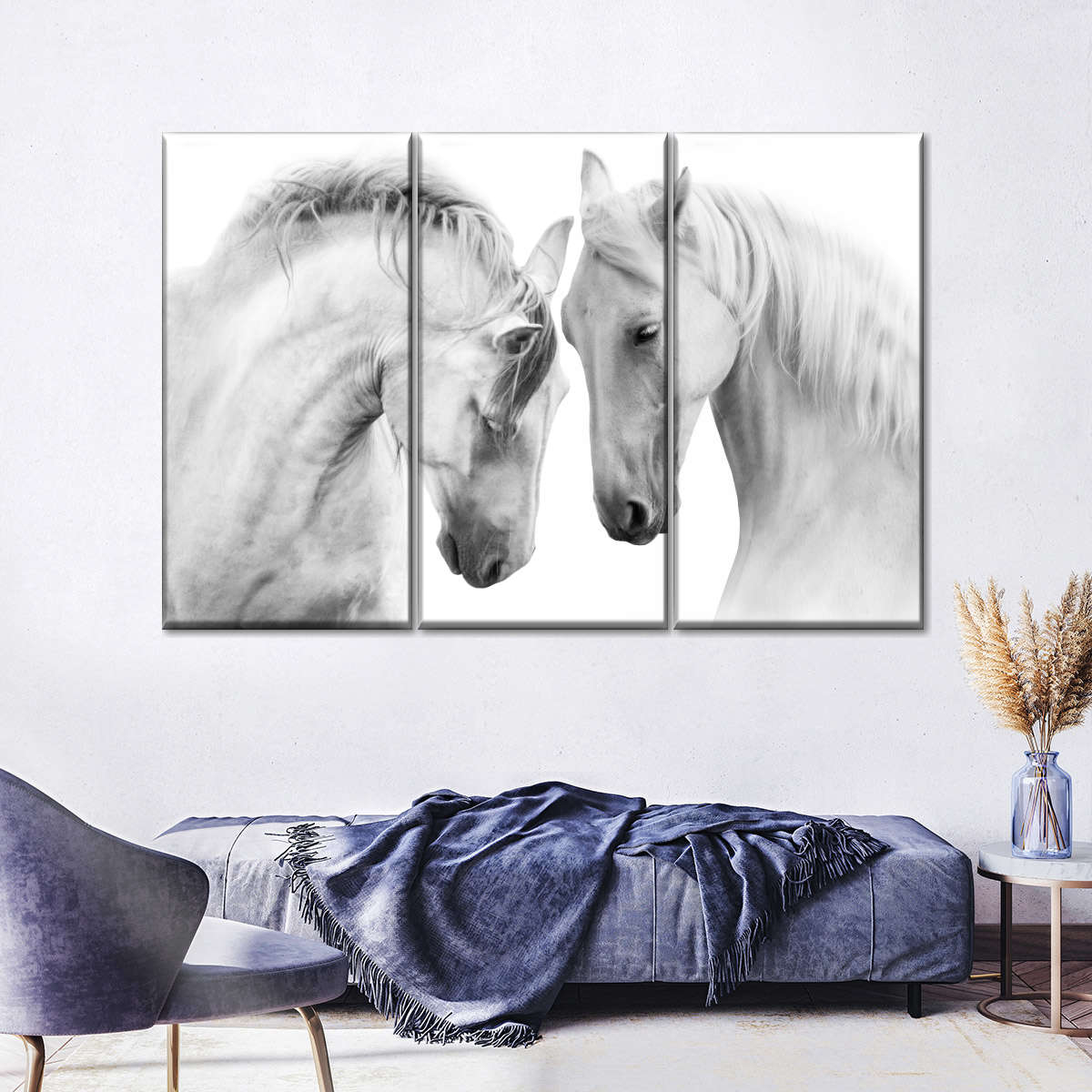 White Horse Couple Wall Art