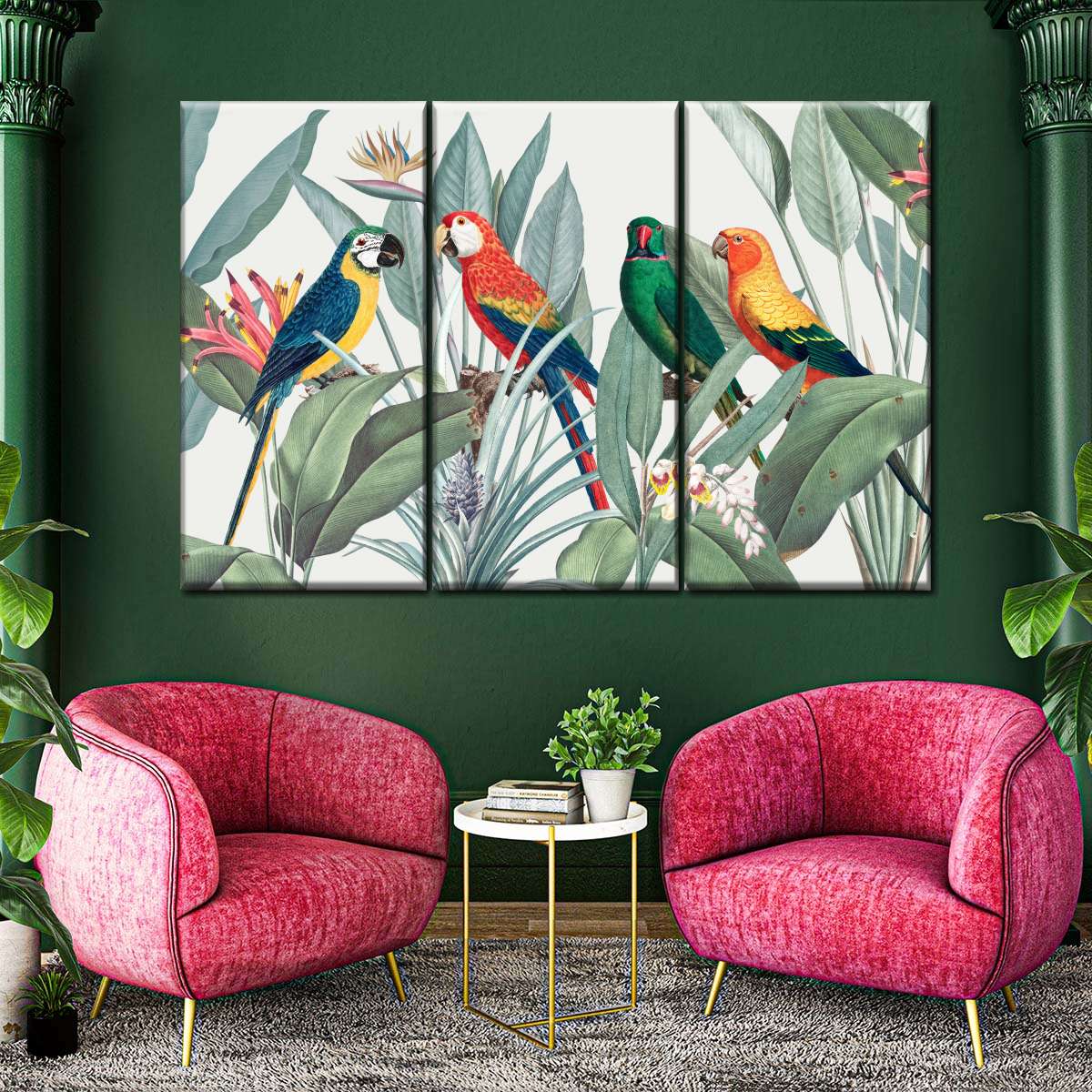 Tropical Safari Parrots Wall Art