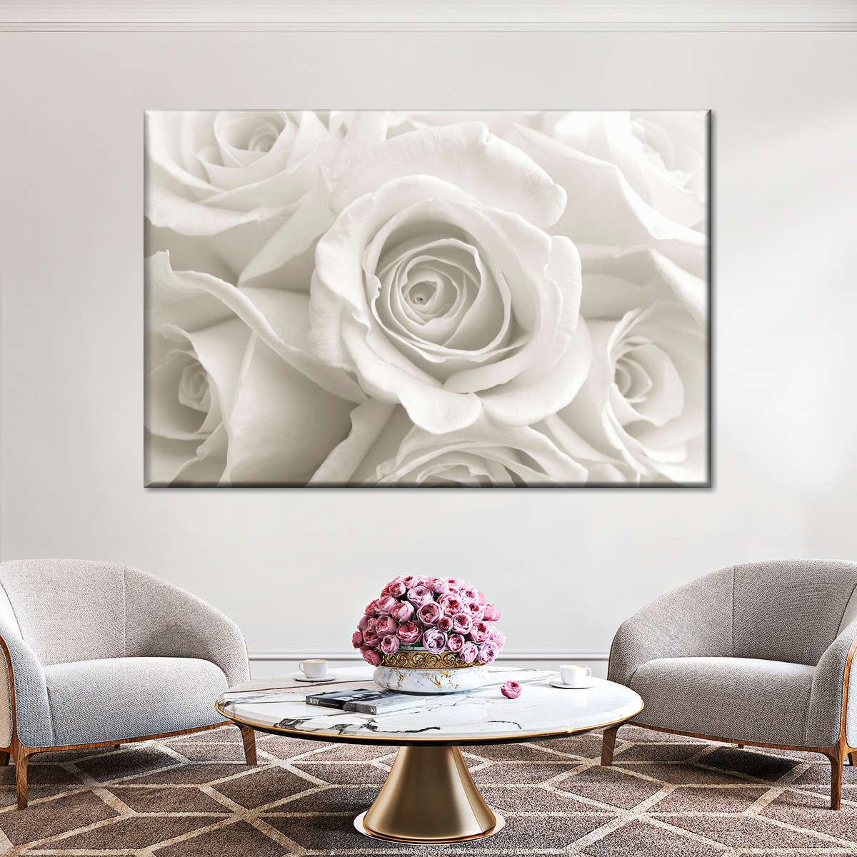 Pure White Roses Wall Art