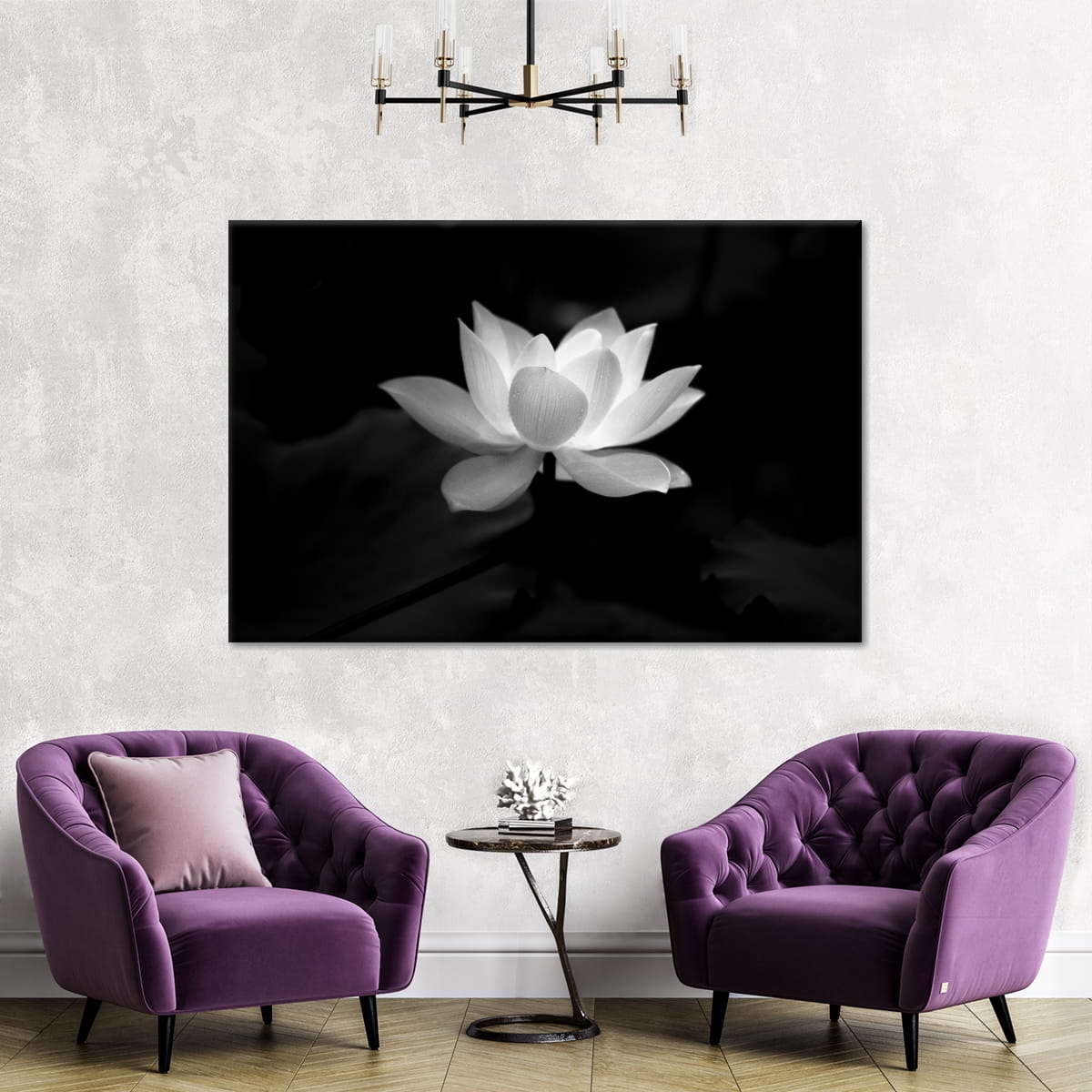 Lotus Flower Monochrome Wall Art