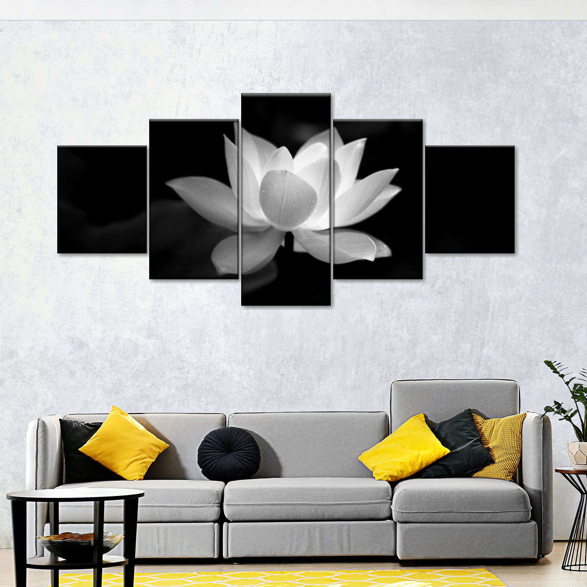 Lotus Flower Monochrome Wall Art