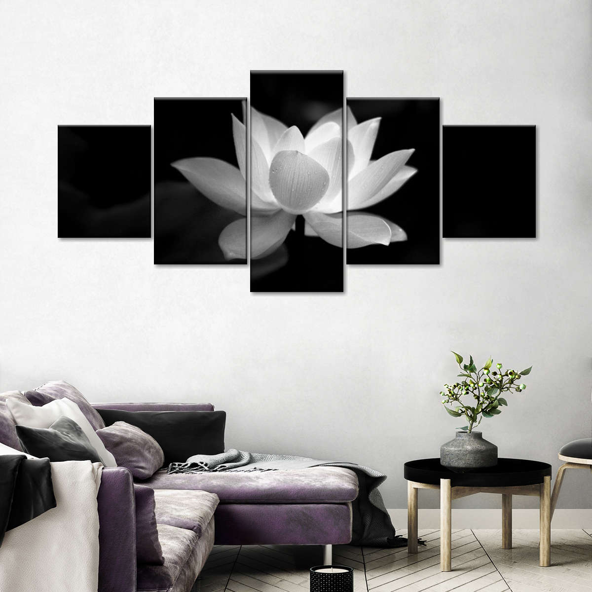 Lotus Flower Monochrome Wall Art