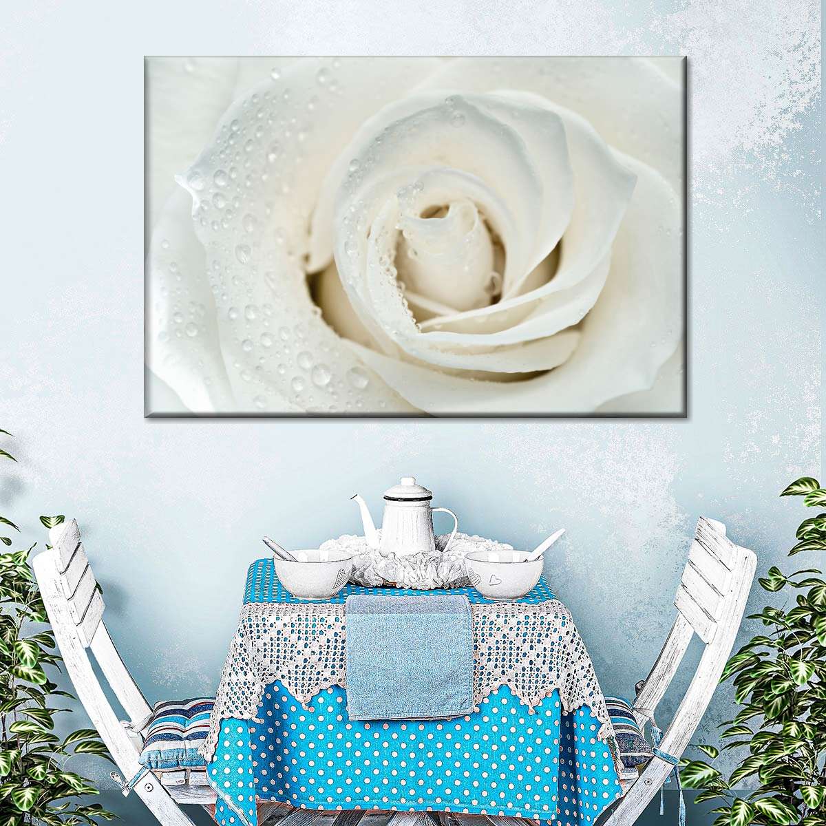 White Rose Close Up Wall Art