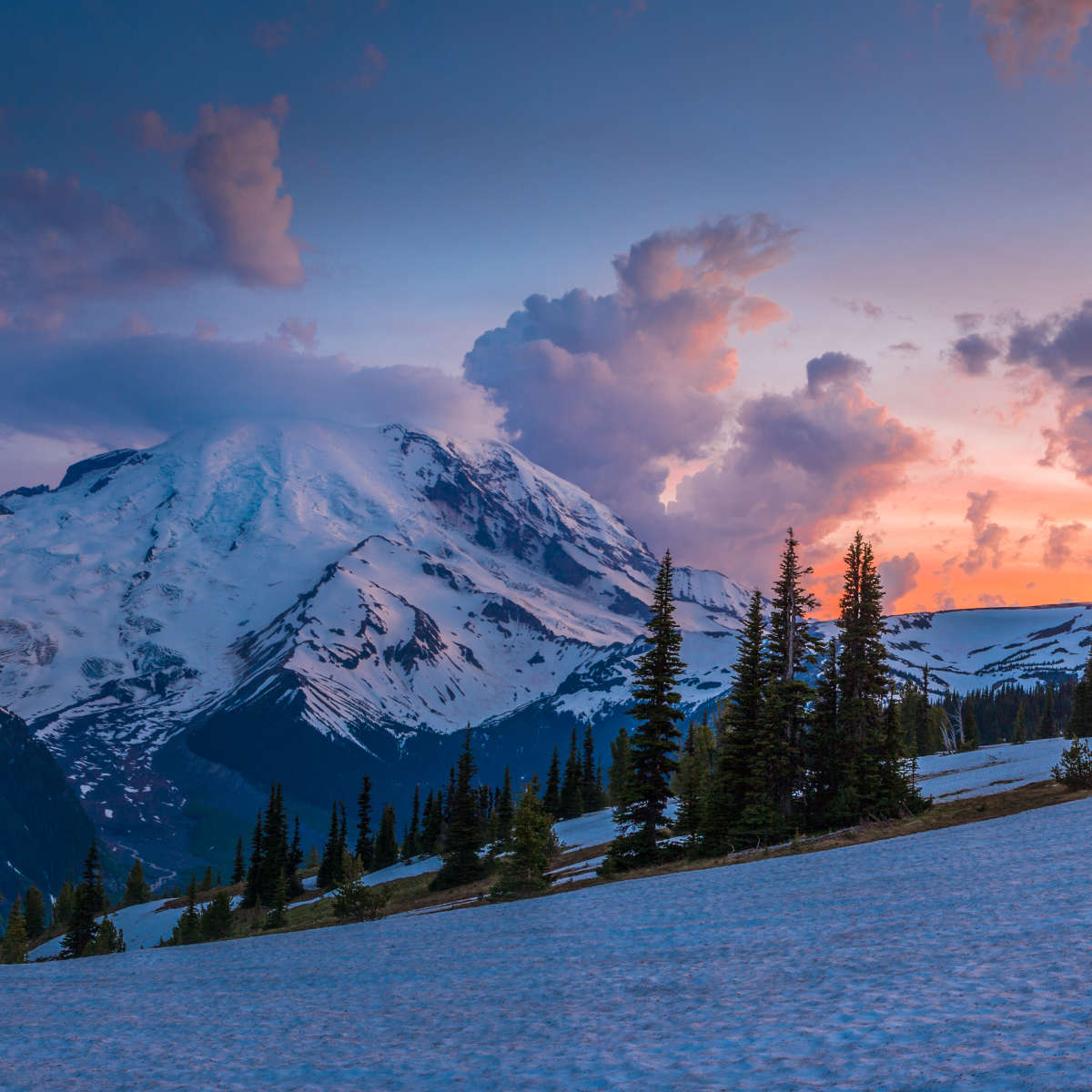 Mt. Rainier At Sunset Wall Art