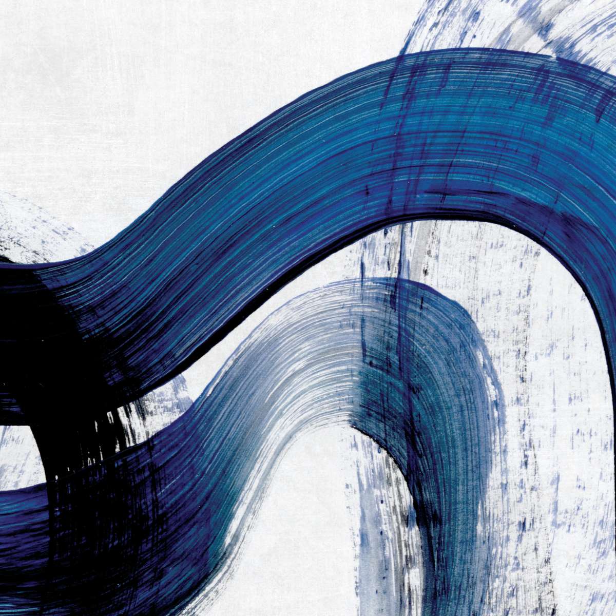 Blue Abstract Curves Wall Art