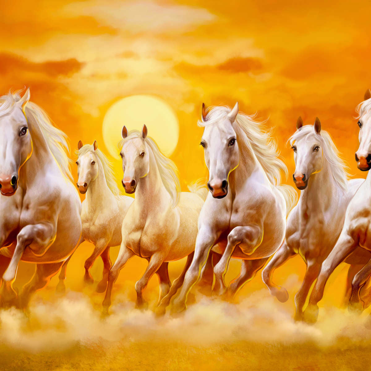 Seven Running Horses Wall Art