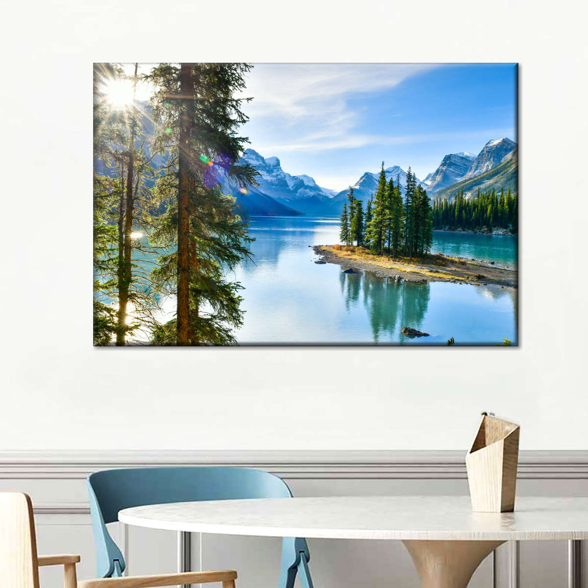 Sunny Maligne Lake Wall Art