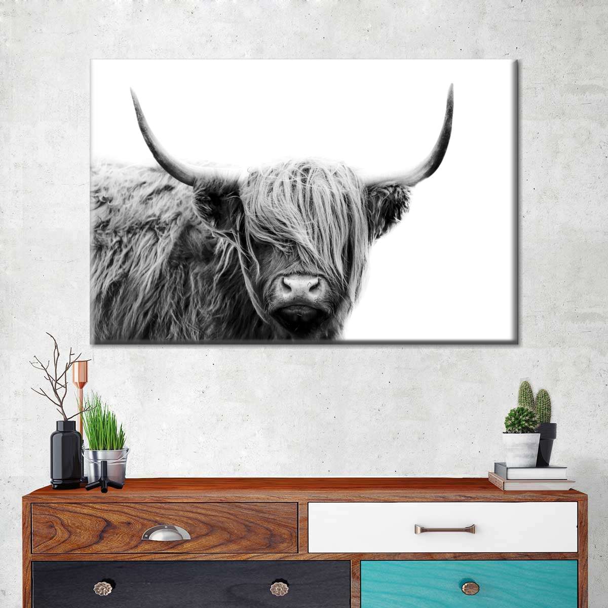 BW Highland Cow Wall Art