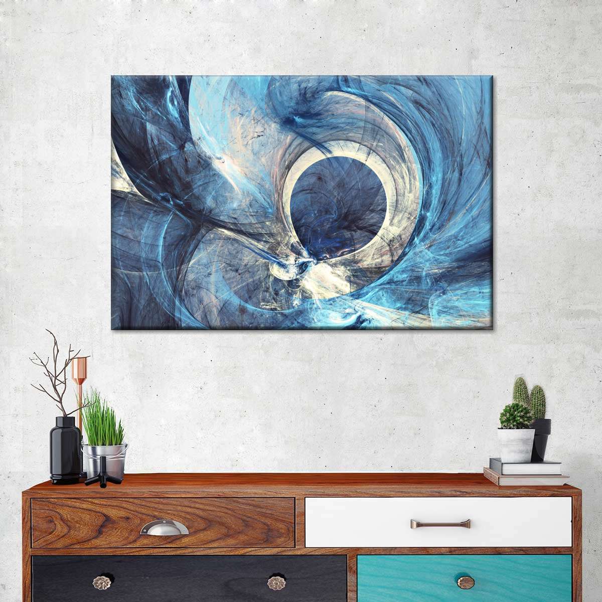 Ocean Line Swirls Abstract Wall Art