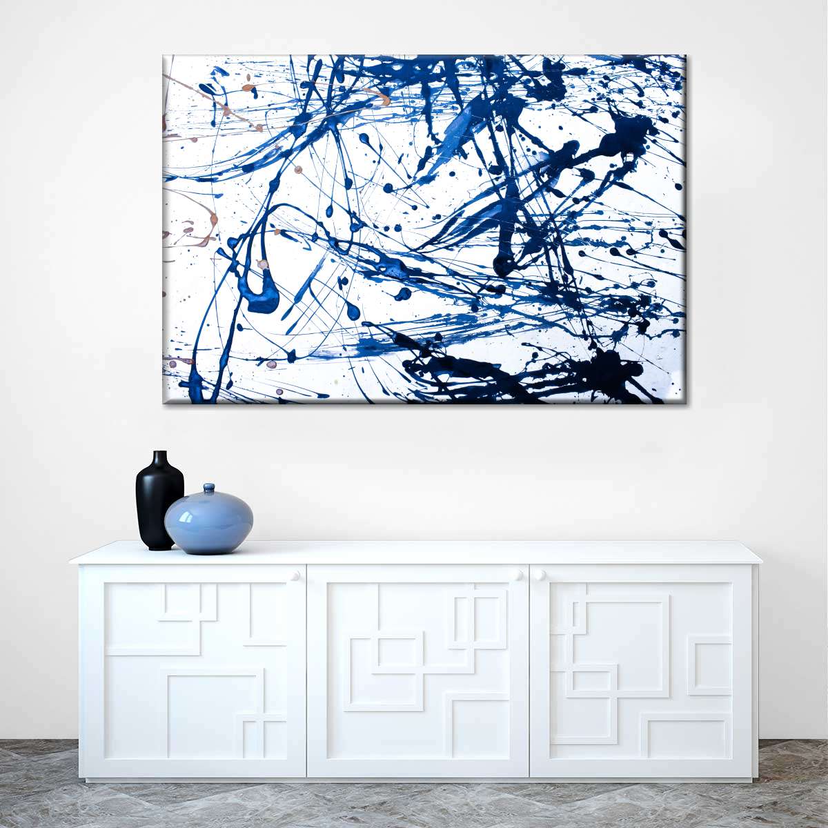 Abstract Navy Drip Wall Art