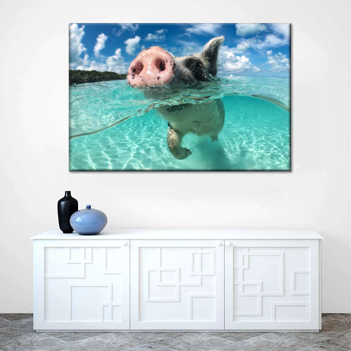 Swimming Pig Wall Art