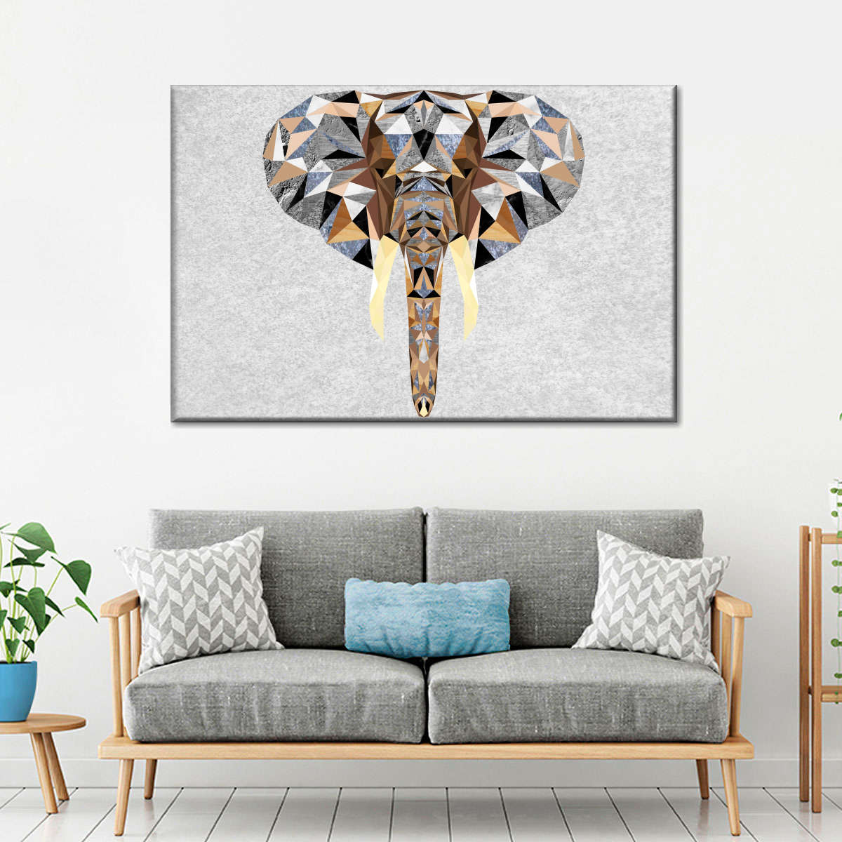 Geometric Colorful Elephant Wall Art