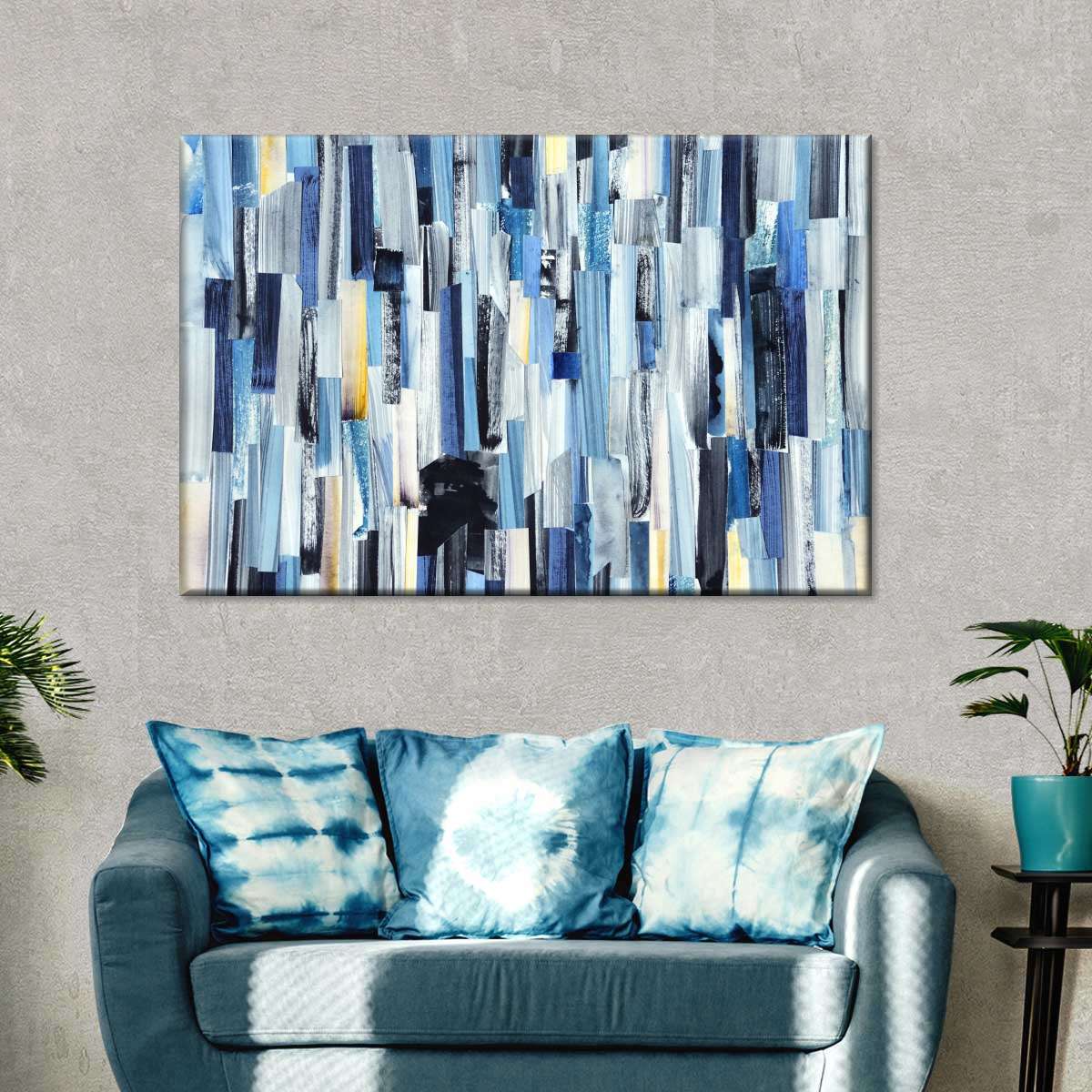 Striped Blue Abstract Wall Art