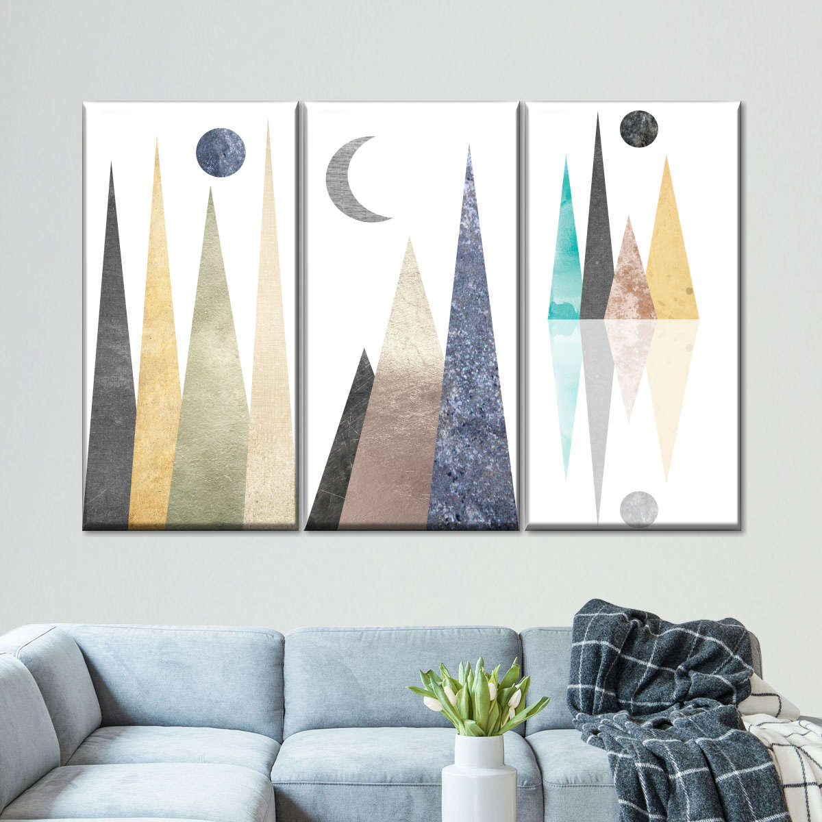 Geometric Mountain Scene Wall Art