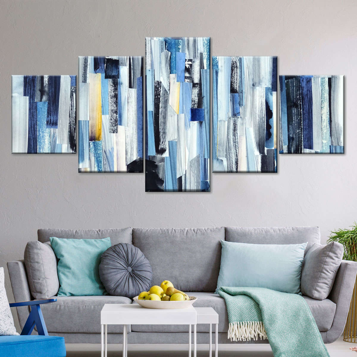 Striped Blue Abstract Wall Art