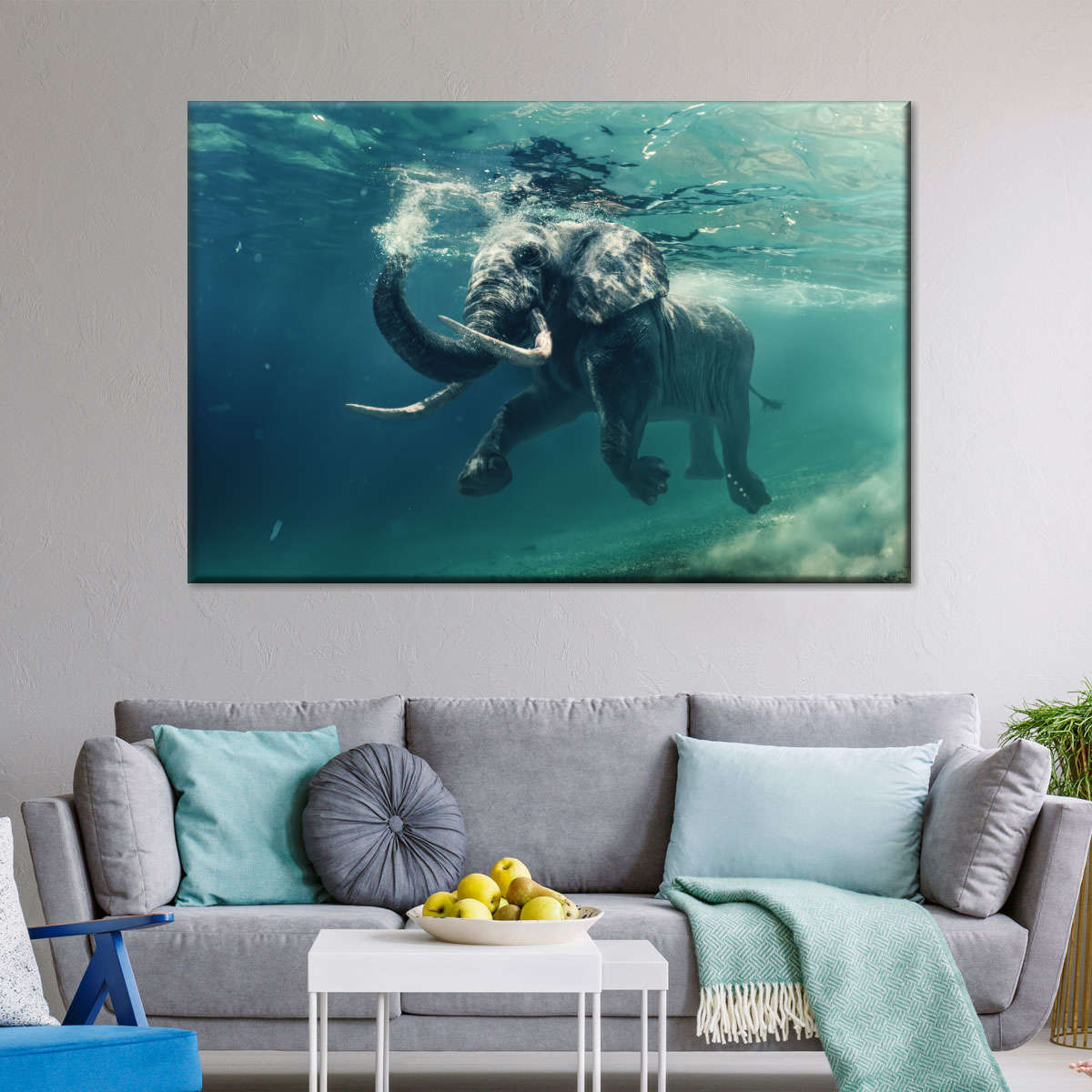 Swimming Elephant Wall Art