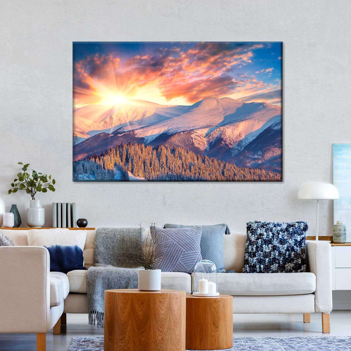 Snowy Mountain Sunrise Wall Art