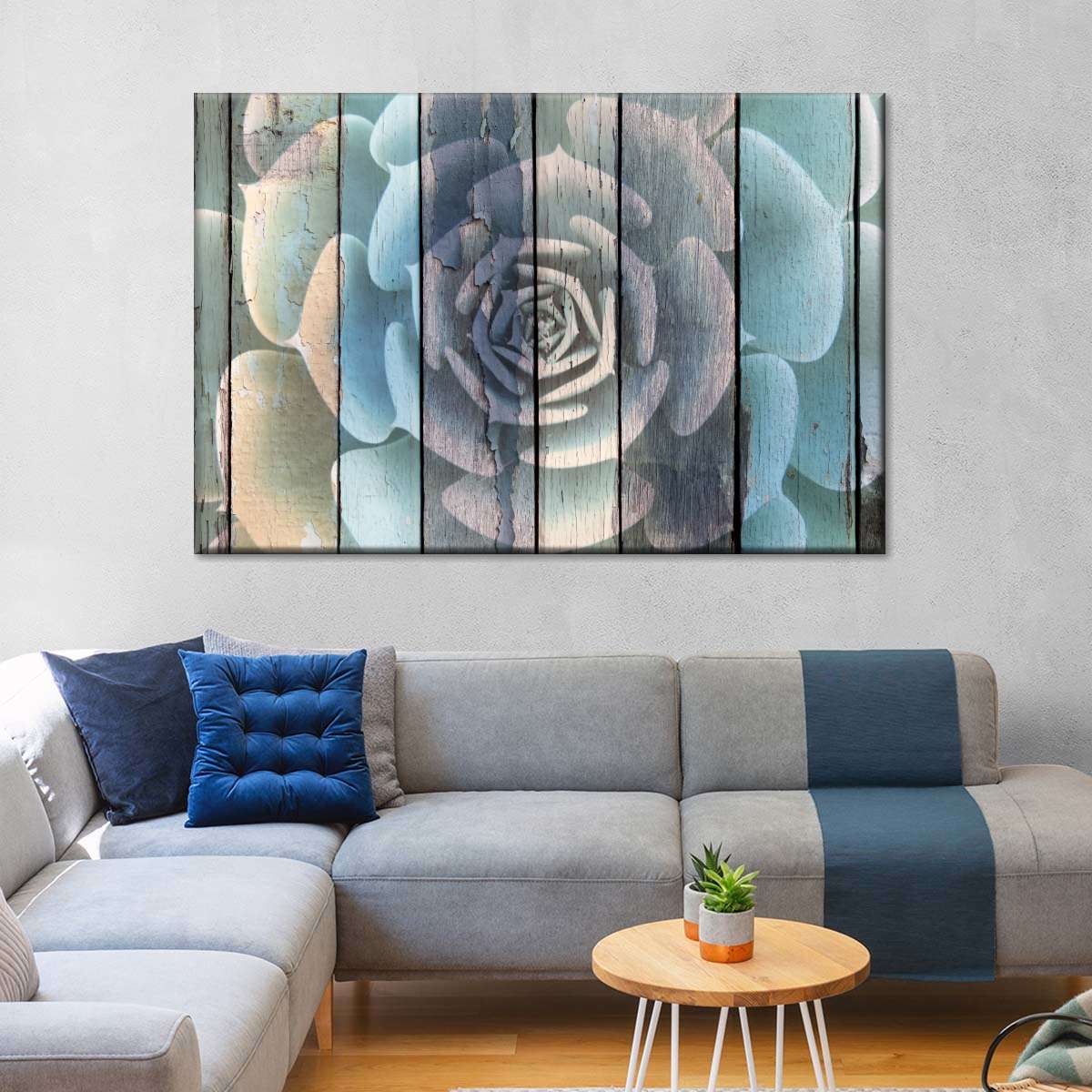 Rustic Blooming Succulent Wall Art