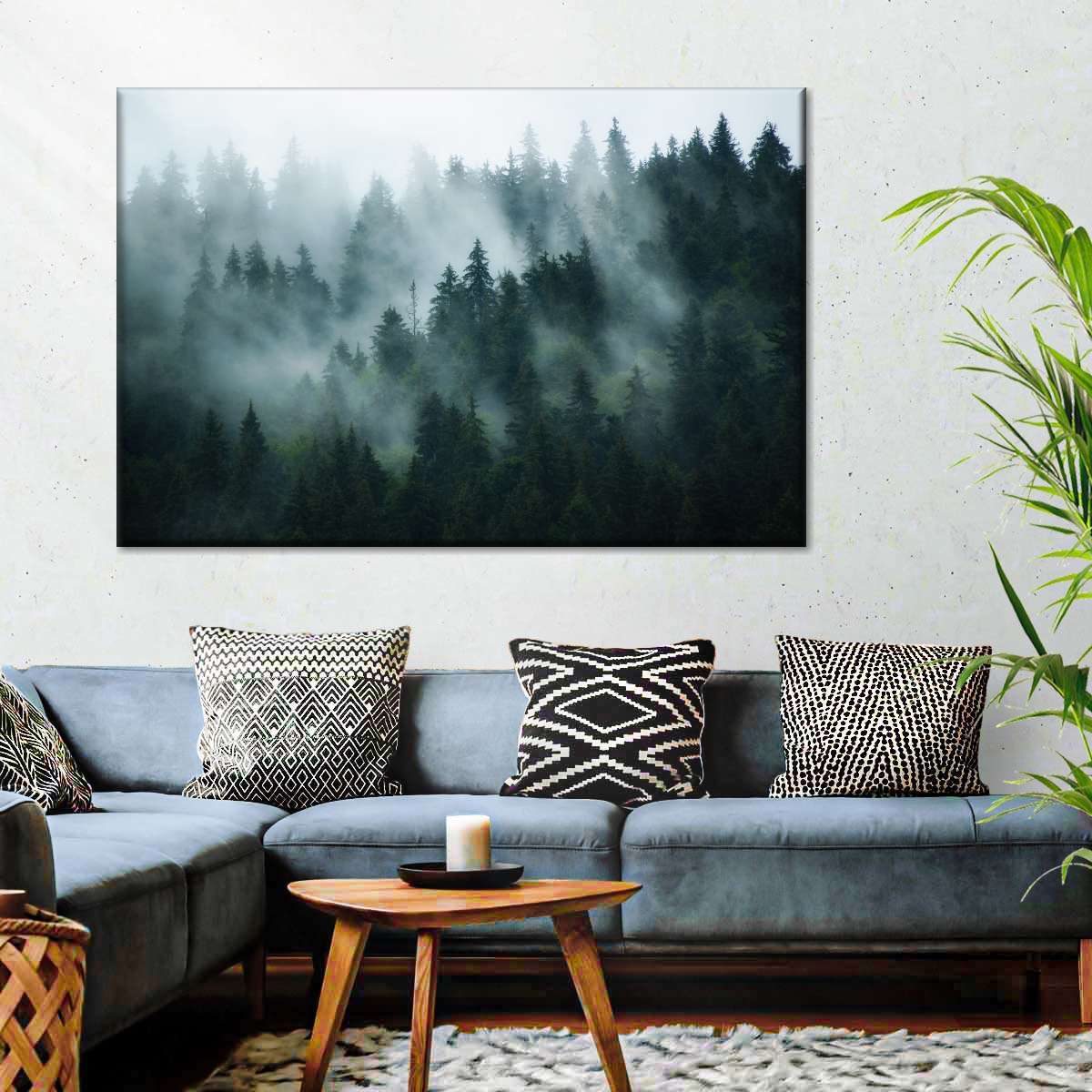 Misty Fir Forest Wall Art