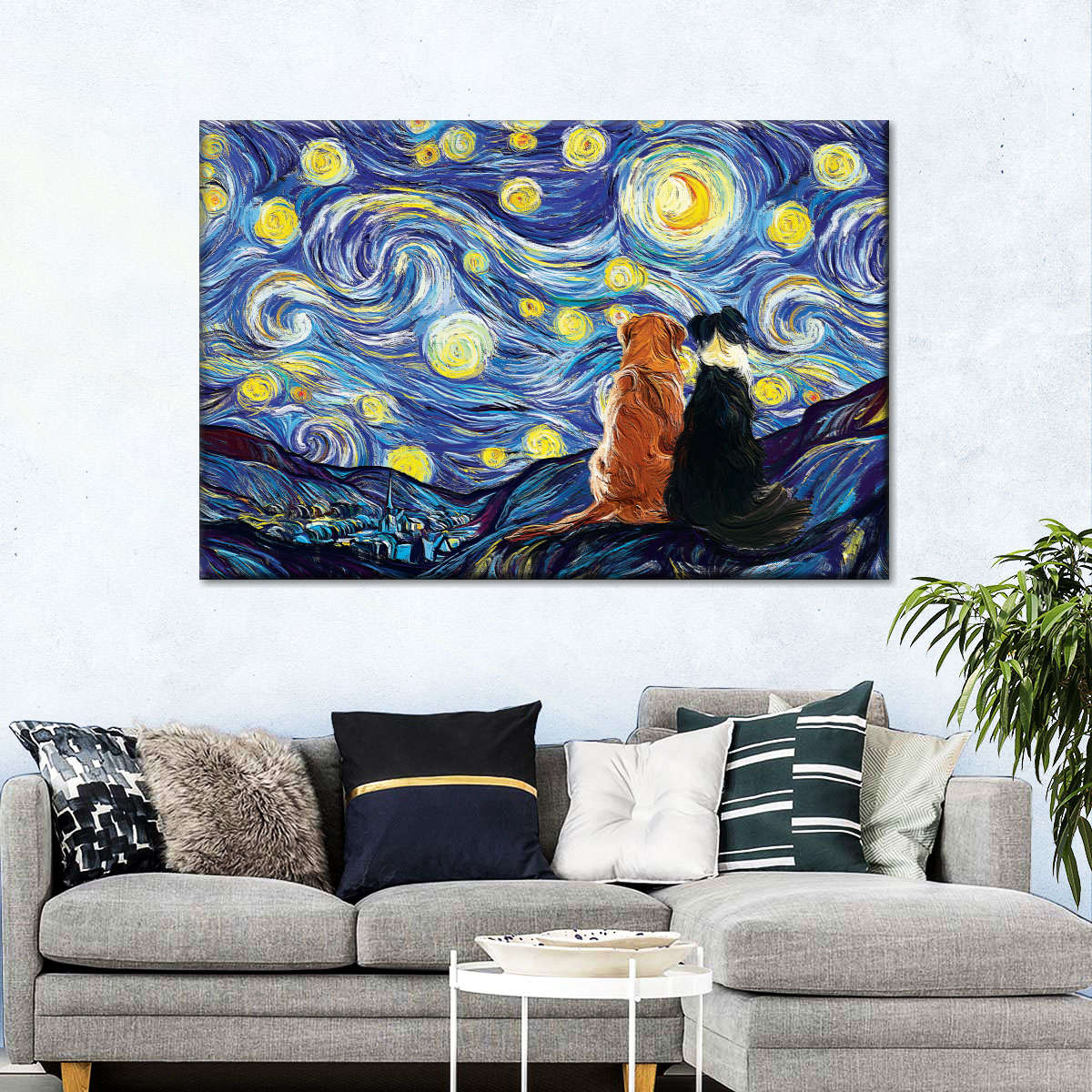 Dogs Journey Starry Night Wall Art