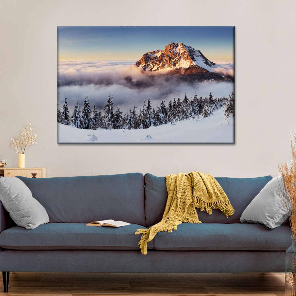 Snow Mountain Sunset Wall Art