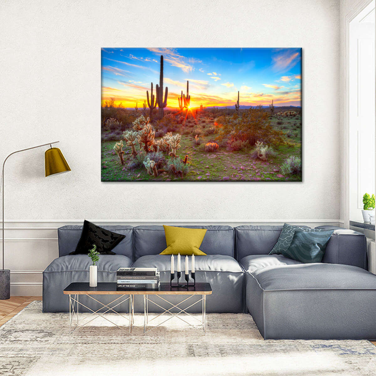 Desert Cactus Sun Ray Wall Art