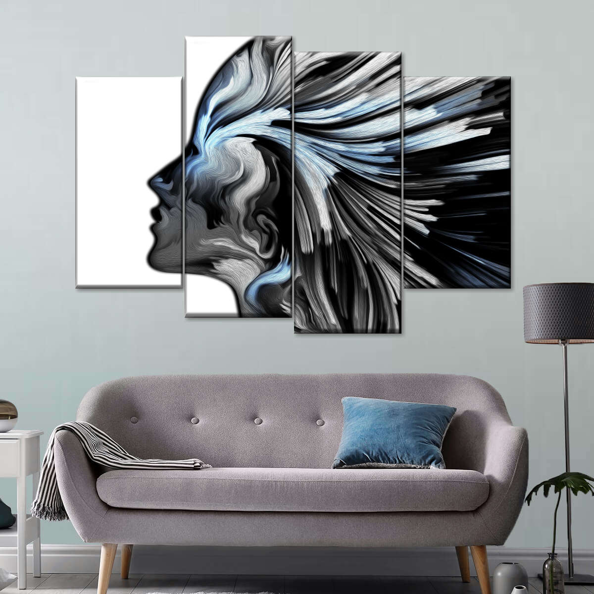 Abstract Silver Profile Colors Wall Art