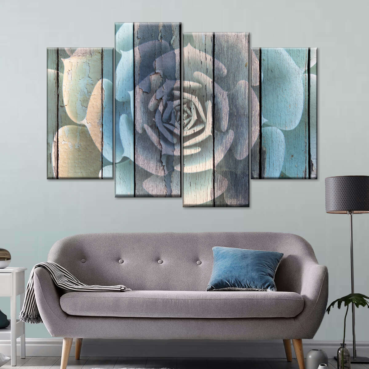 Rustic Blooming Succulent Wall Art