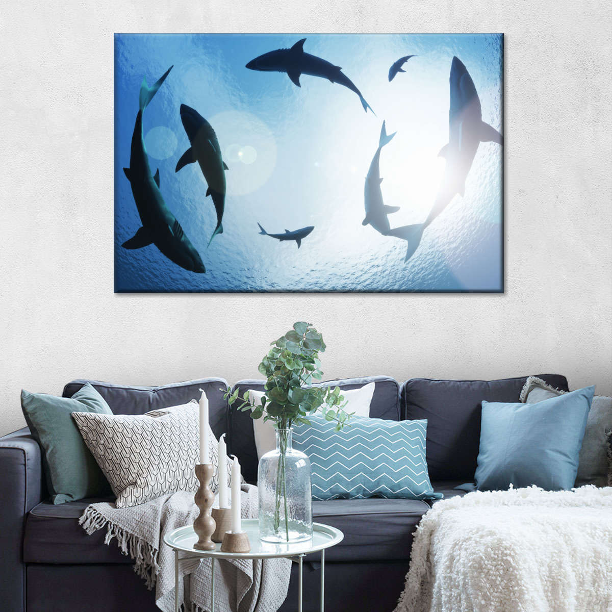 School Of Sharks Wall Art